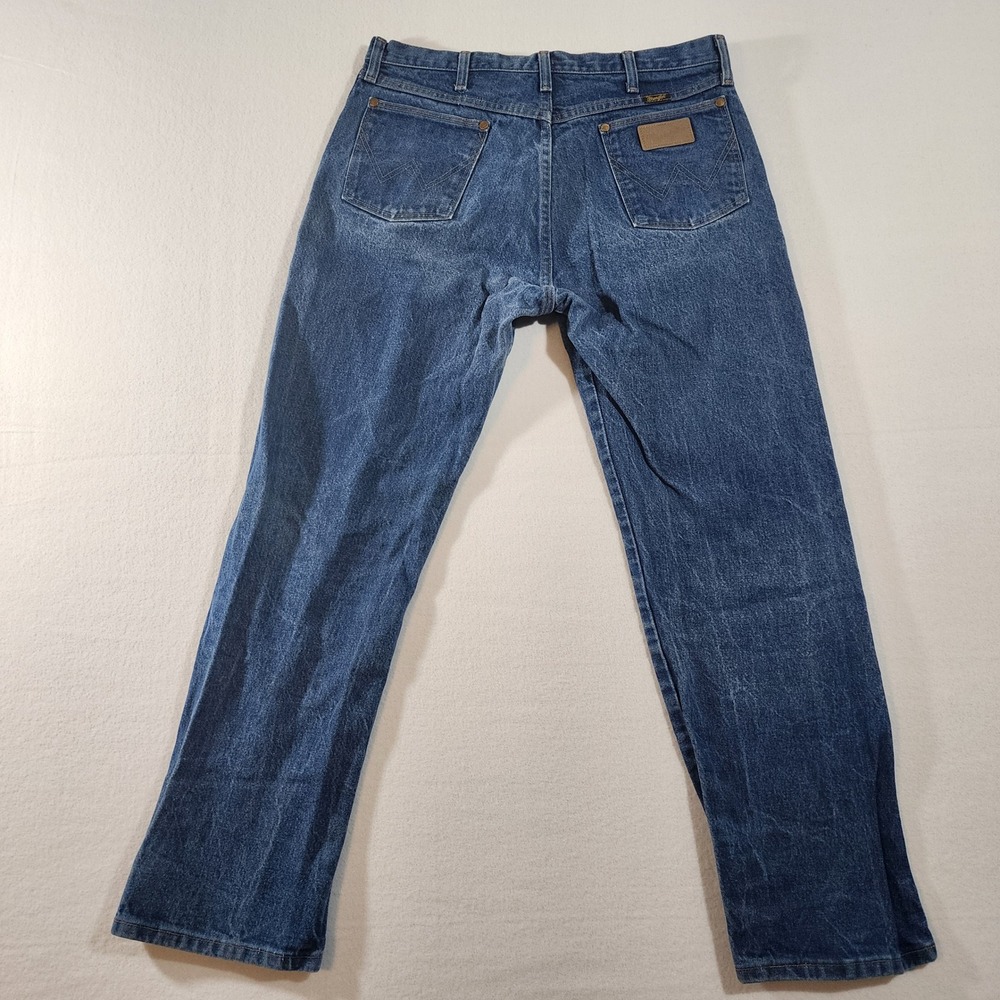 Wrangler 13MWZ Cowboy Cut Mens Blue Denim Jeans Made in USA 36x30 Original Fit - Picture 8 of 10